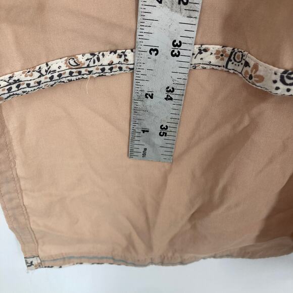 Paisley Beige Boho Long Tunic Slit Popover Art to Wear Blouse Women’s S/M - Picture 8 of 8